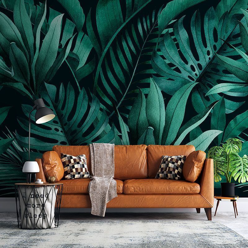 Fototapeta Tropikalny wzór egzotycznych liści monstera, bananów i palm na ciemnym tle
