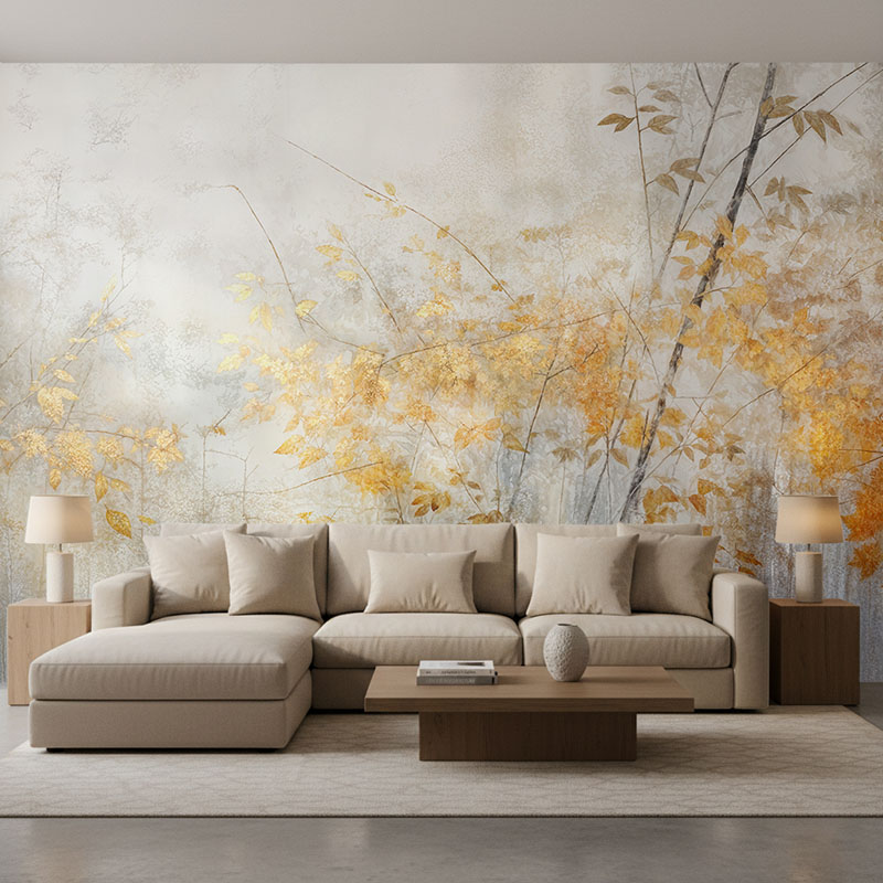 Fototapeta Artystyczne tło w liście w kolorach złota