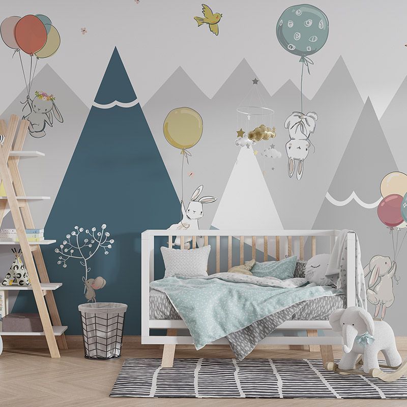 Fototapeta Dziecięca Zajączki z balonami w pokoju malucha
