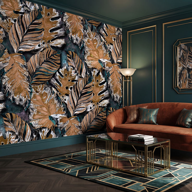 Fototapeta Jesienne Rude Liście - botaniczny wzór