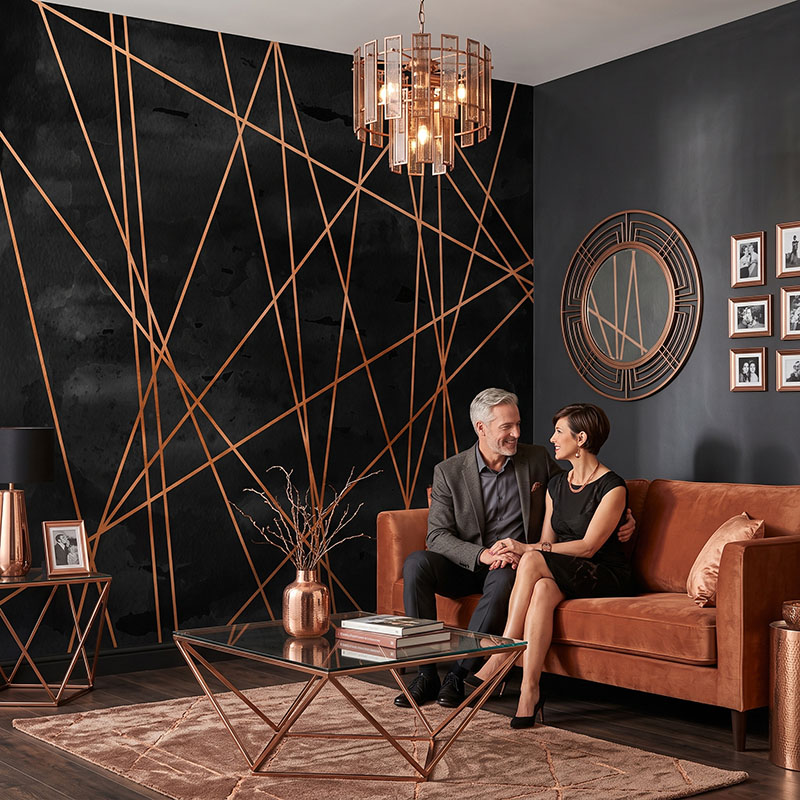 Fototapeta Nowoczesne tło z geometrycznymi liniami w kolorze miedzi