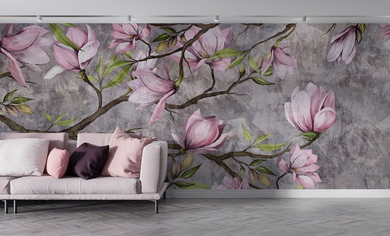 Fototapeta Gałązka magnolii na teksturowanym tle