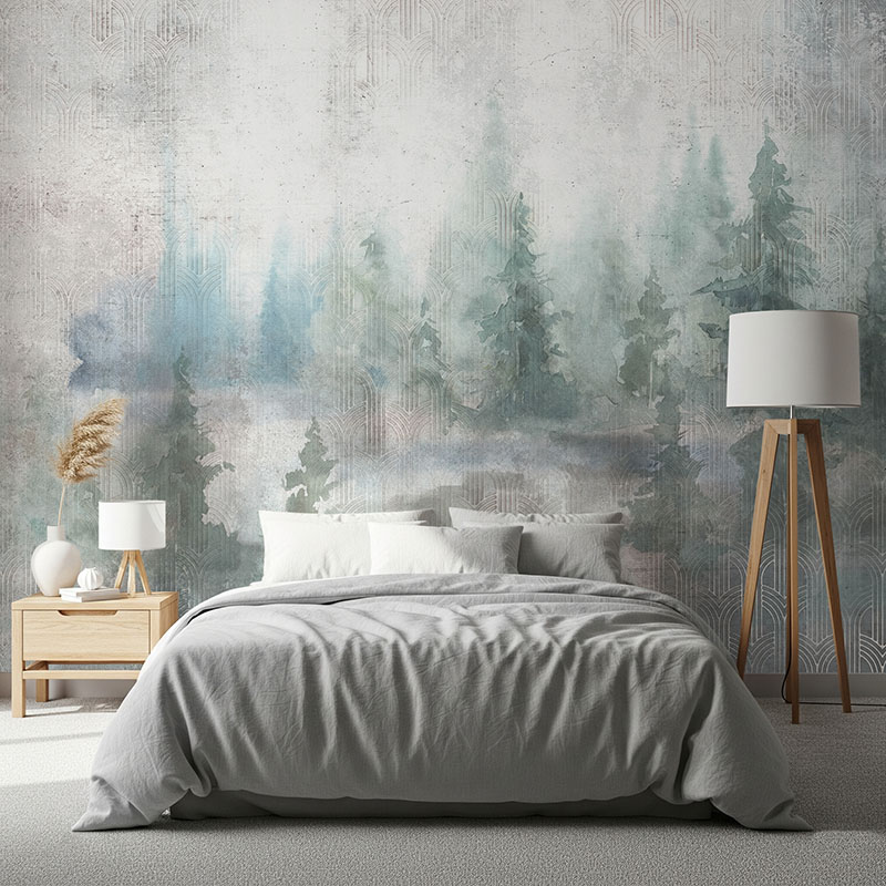 Fototapeta Las na abstrakcyjnym tle, malarstwo