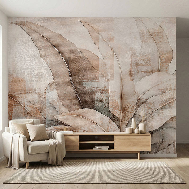 Fototapeta Artystyczne liście w kolorach beżu