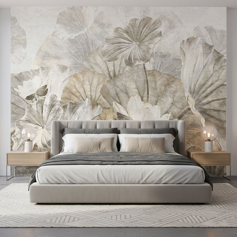 Fototapeta Liście i kwiaty lotosu