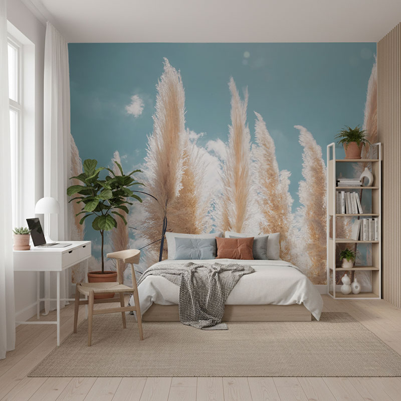 Fototoapeta trawa pampasowa na tle nieba