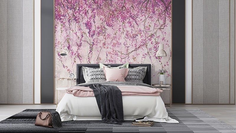 Ściana z różowych kwiatów 