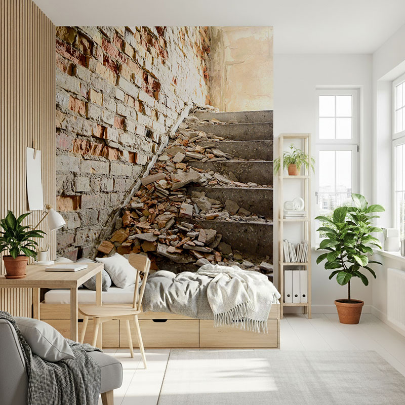 Fototapeta Spadająca cegła na schody