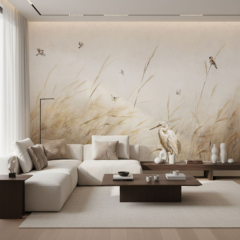 Fototapeta Pastelowe Trzciny z Czaplą 