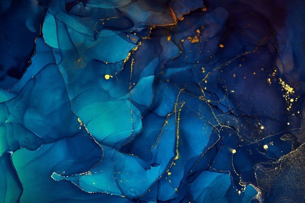 Fototapeta Granatowa abstrakcja - kolory tuszu alkoholowego