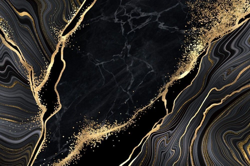 Fototapeta Czarny marmur ze zdobieniami w kolorze złota