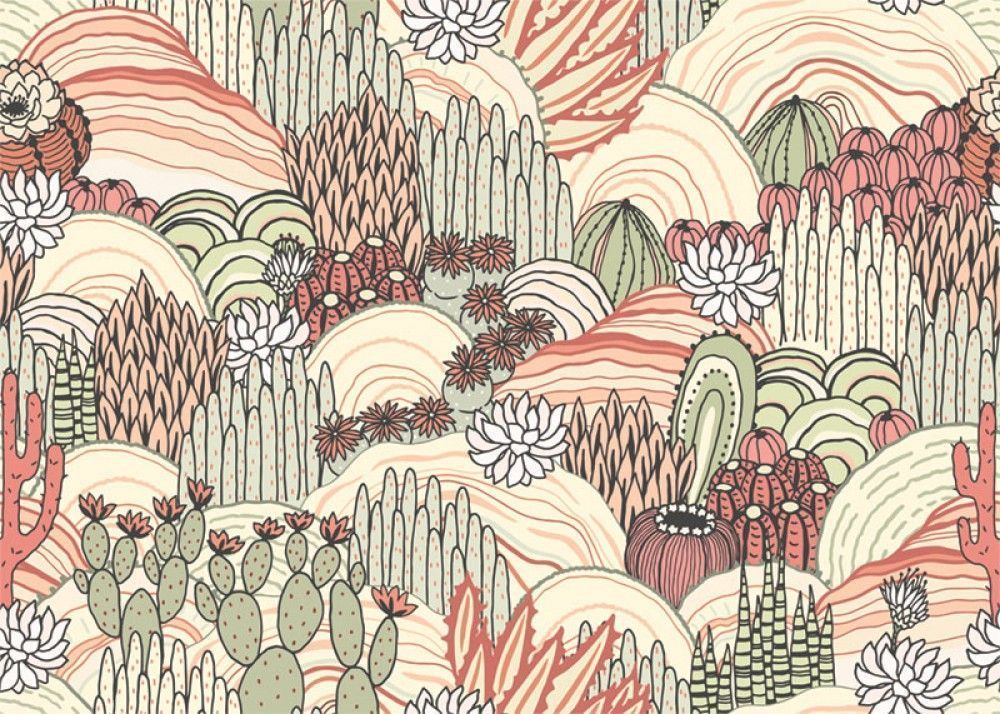  Kaktusy ilustracja w stylu vintage