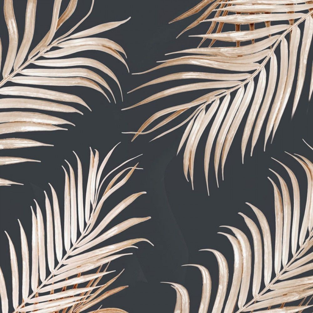 Naklejka na meble Liście palmowe w kolorze złota na ciemnym tle