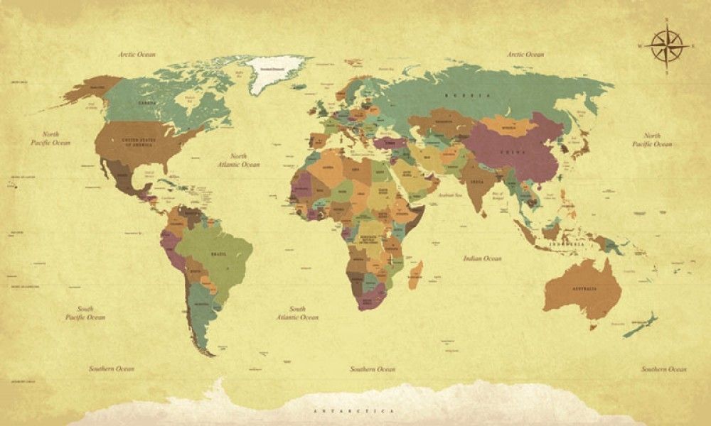 Naklejka na meble Mapa świata w stylu vintage