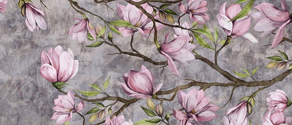  Gałązka magnolii na teksturowanym tle