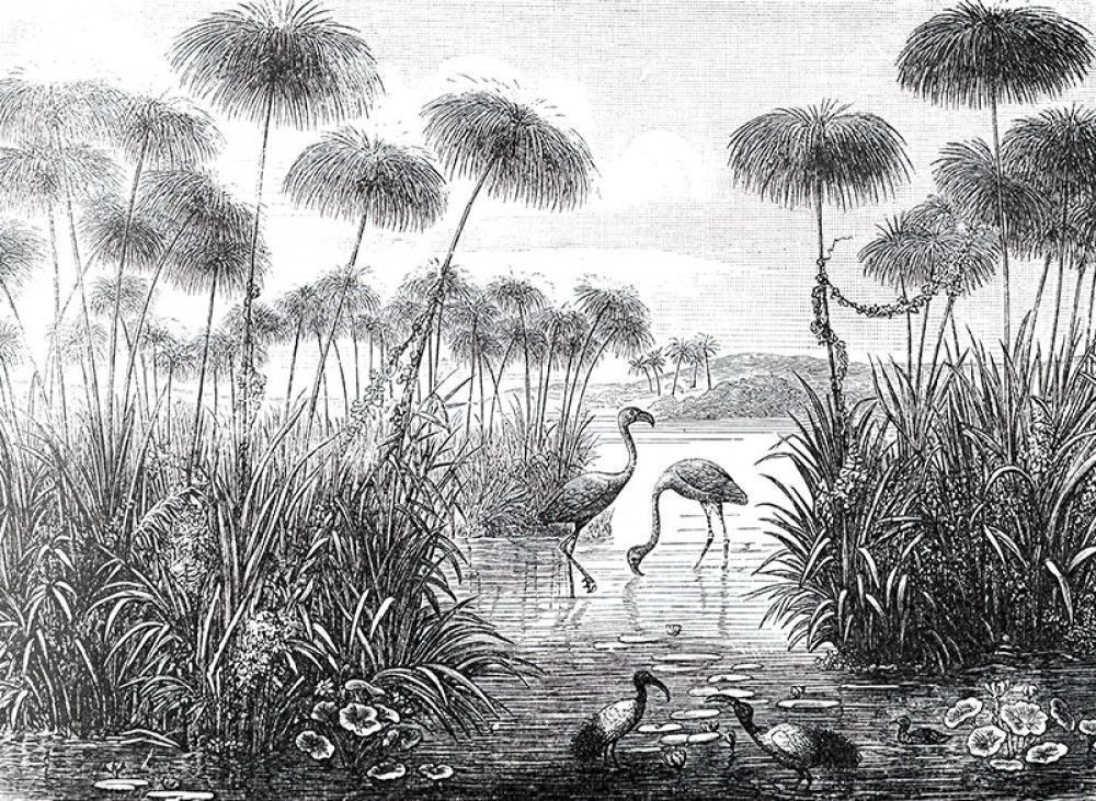 Naklejka na meble Flamingi nad wodą 