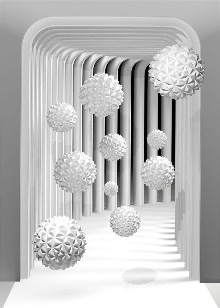 Fototapeta Latające kule w tunelu 3D