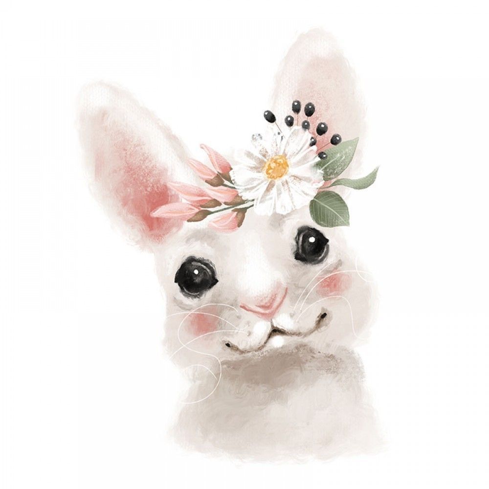 Fototapeta Uroczy króliczek z kwiatami