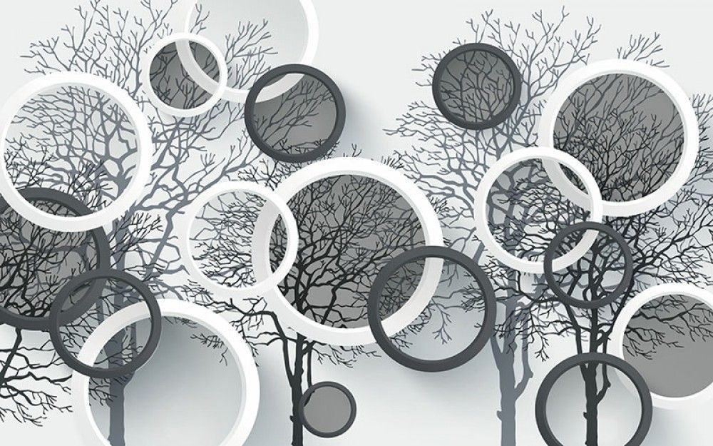Fototapeta Szare drzewa 3D w kręgach