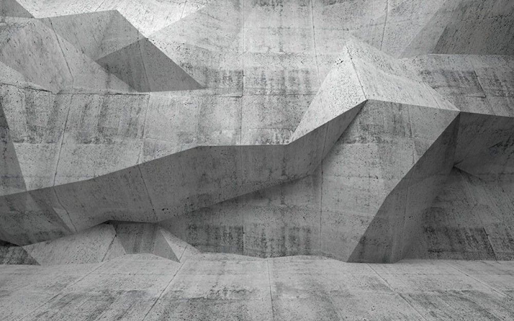 Fototapeta Betonowa ściana 3d z wielokątnym wzorem