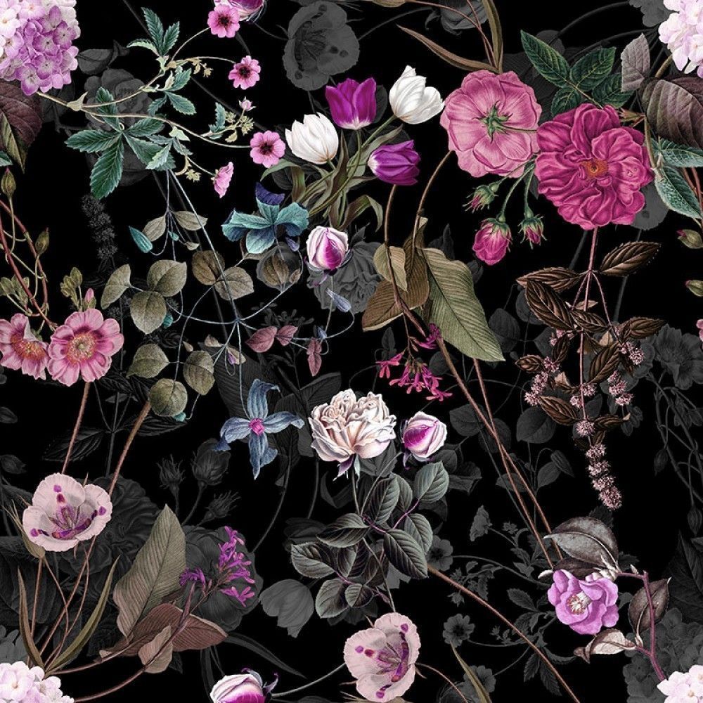 Fototapeta Kolorowy wzór kwiatowy 3d na ciemnym tle
