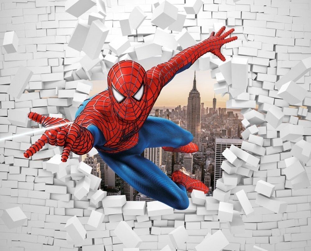 Fototapeta Spiderman burzy ścianę