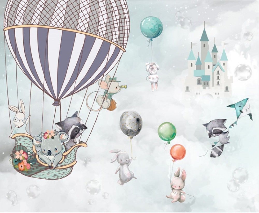  Zwierzęta latające balonem wśród białych chmur