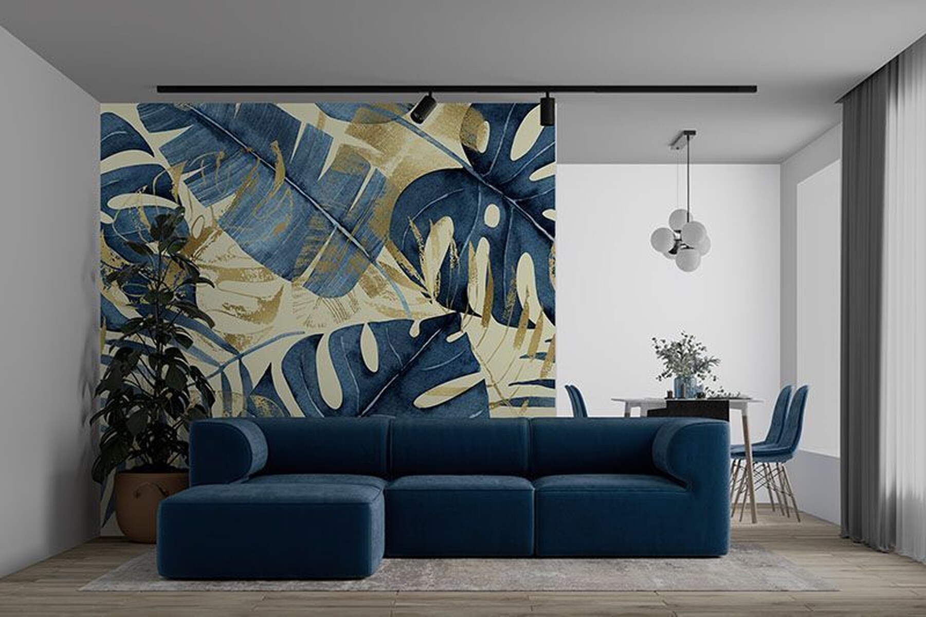 Granatowe liście monstera