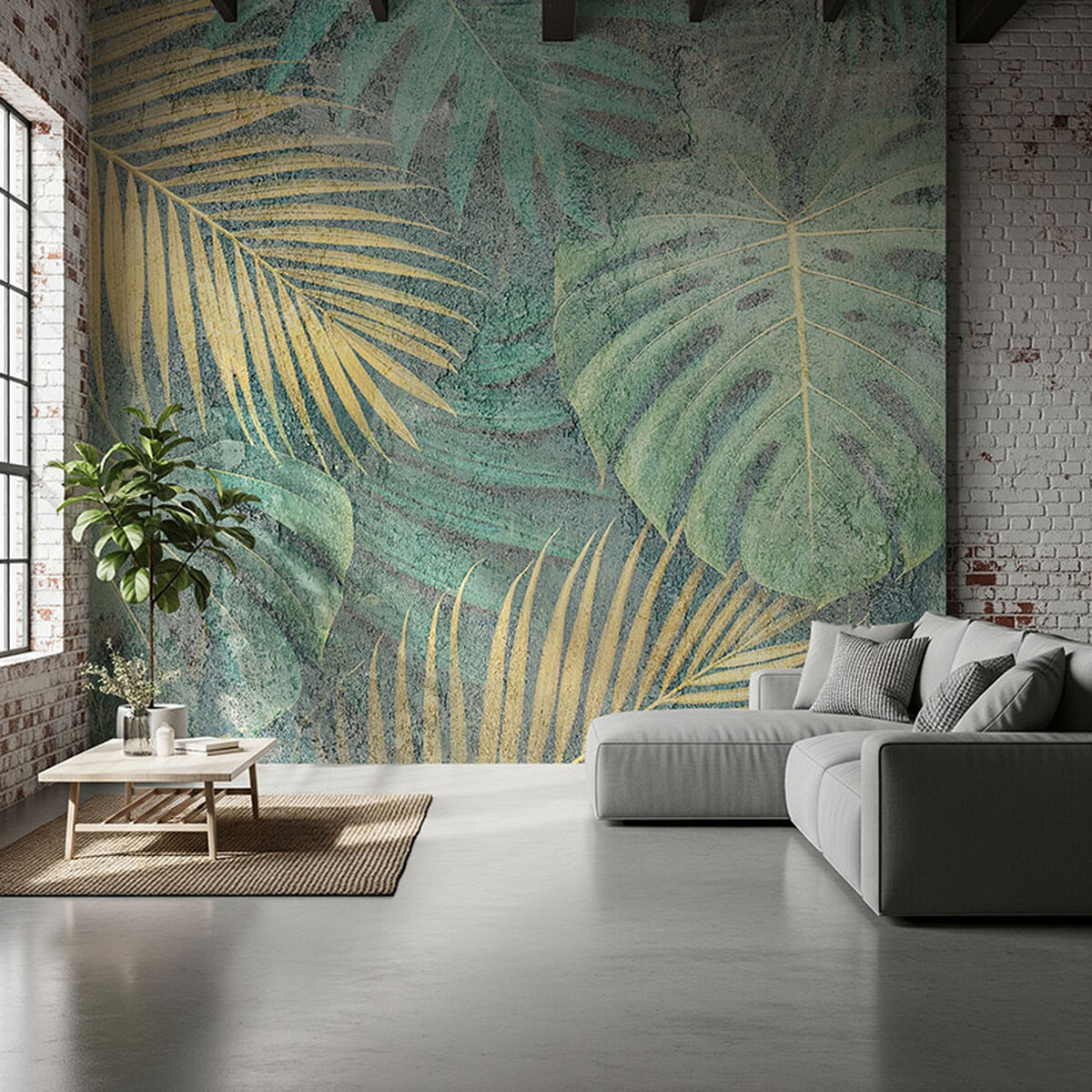 Liście paproci i monstera