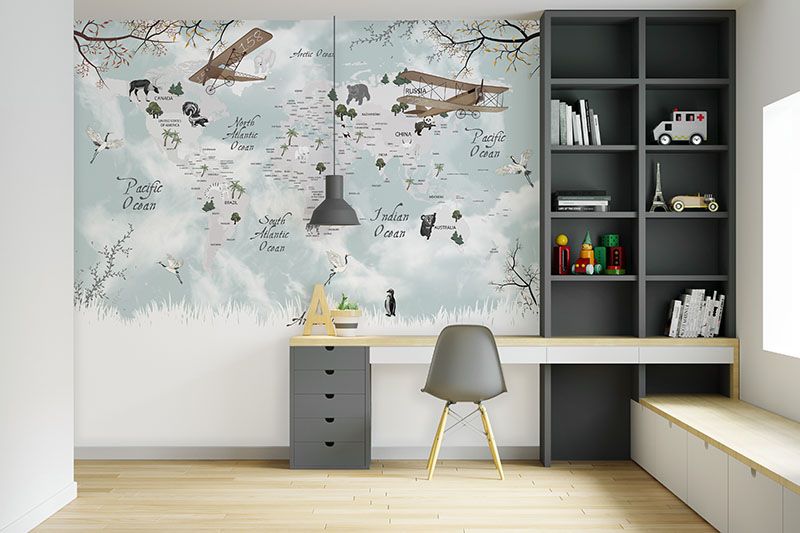 Mapa świata ze zwierzętami