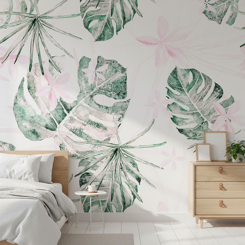 Storczyk i liście monstera, wzór