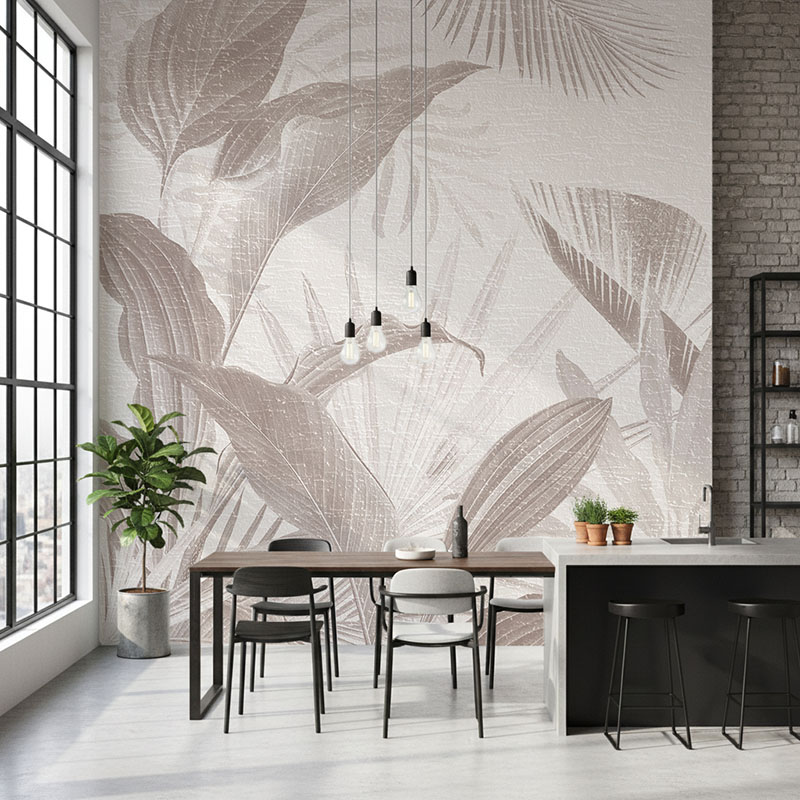 Tropikalne liście na beżowym tle