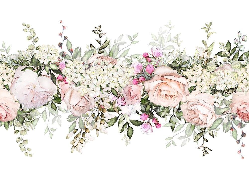 Fototapeta Róże w pastelowych kolorach na białym tle