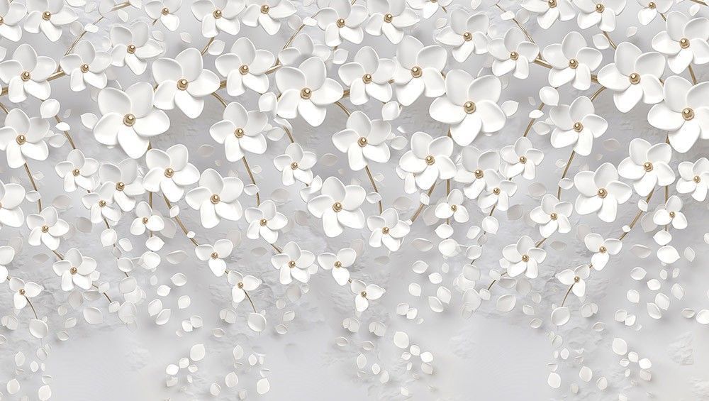 Naklejka na meble Białe kwiaty 3D