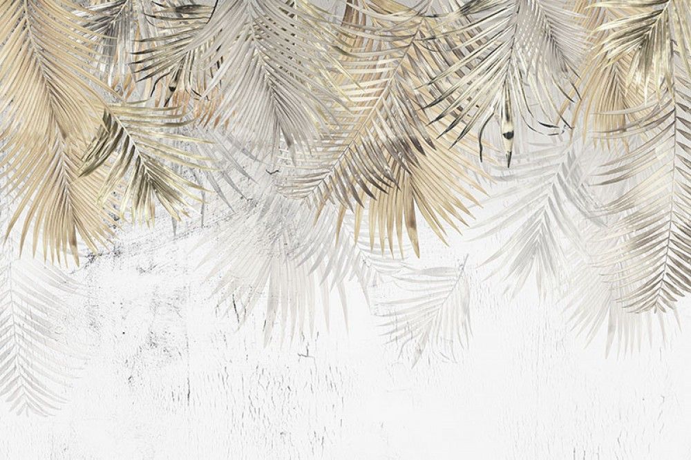 Naklejka na meble Liście palmy na betonowej ścianie