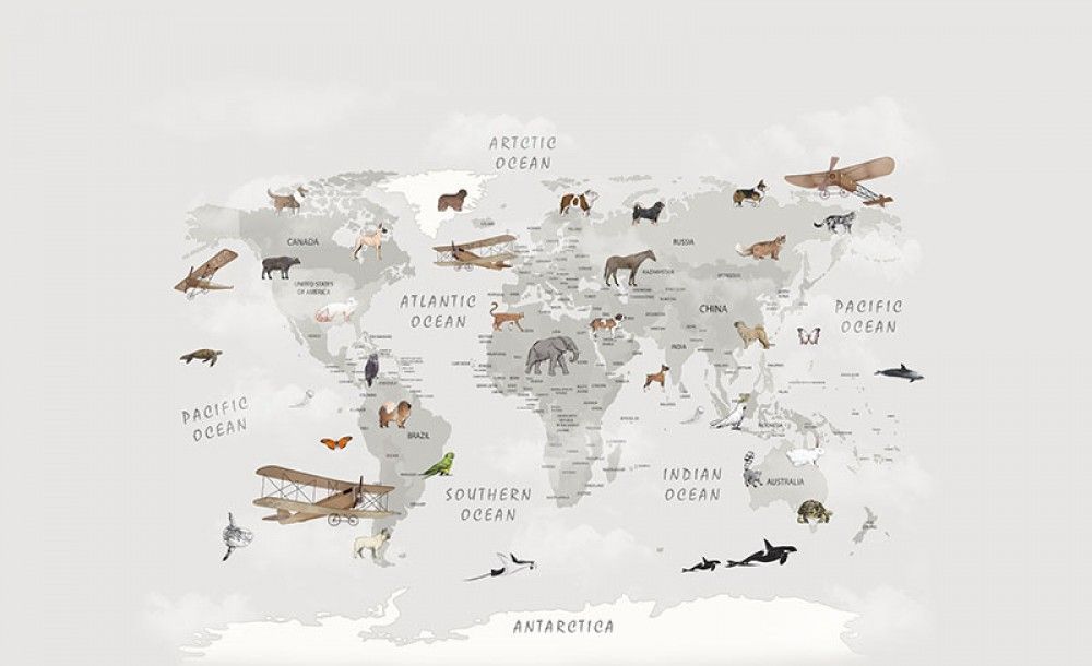 Mapa świata ze zwierzętami