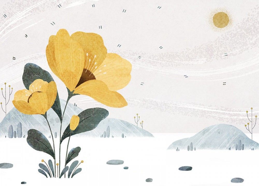 Naklejka na meble Krajobraz z żółtymi kwiatami