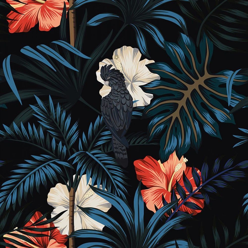 Naklejka na meble Egzotyczne kwiaty i liście palmy