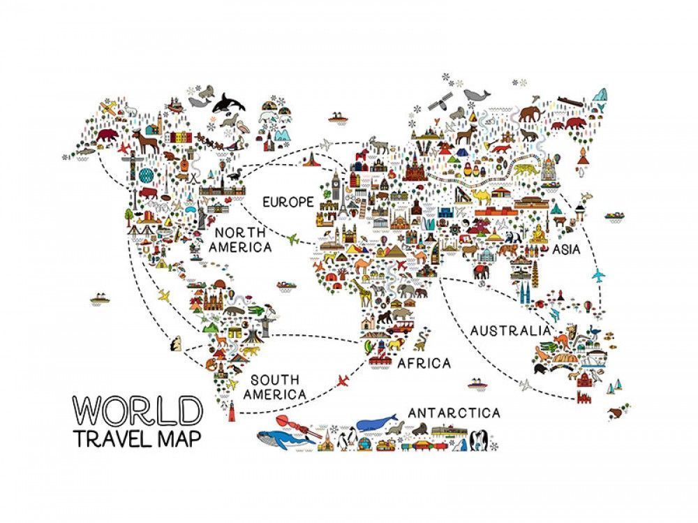 Naklejka na meble Podróżna mapa świata