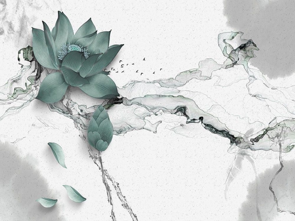 Naklejka na meble Kwiaty 3D na abstrakcyjnym tle