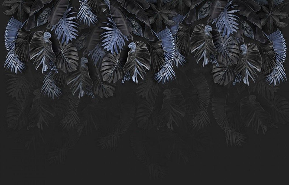  Ciemna tapeta z liśćmi palmy