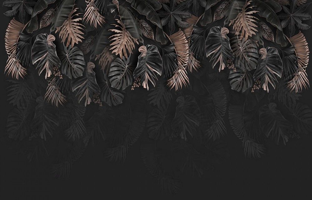 Fototapeta Ciemna tapeta z liśćmi palmy