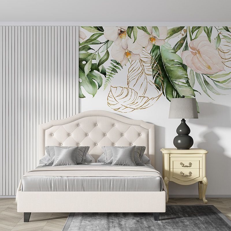 Kwiaty i liście tropikalne - akwarela, wzór
