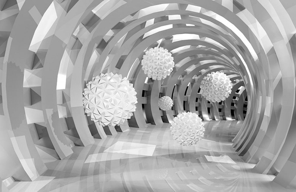 Naklejka na meble Tunel 3D z latającymi piłkami 