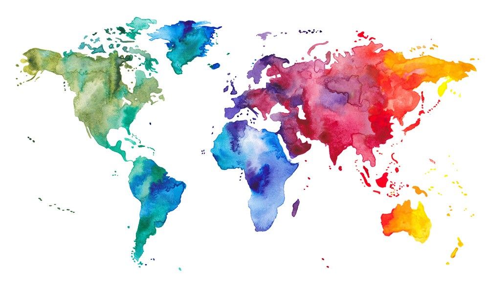 Naklejka na meble Mapa świata akwarela