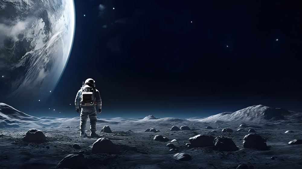 Naklejka na meble Astronauta na księżycu