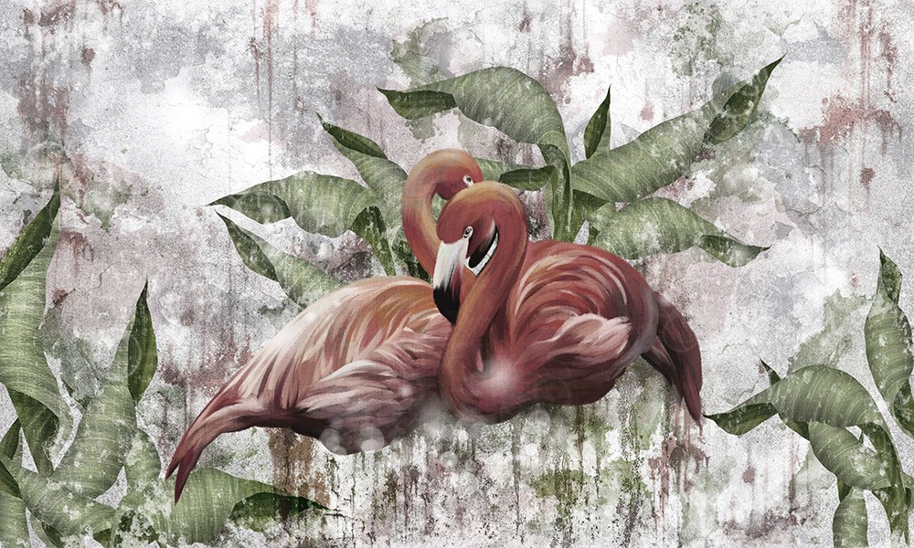 Fototapeta  Flamingi na teksturowanym tle