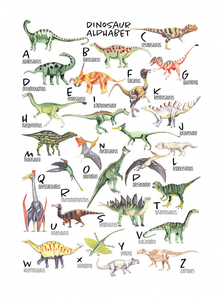 Naklejka na meble Alfabet dinozaurów