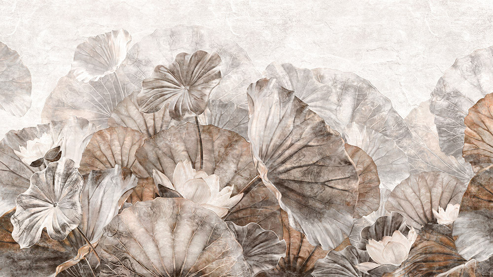 Fototapeta Liście i kwiaty lotosu