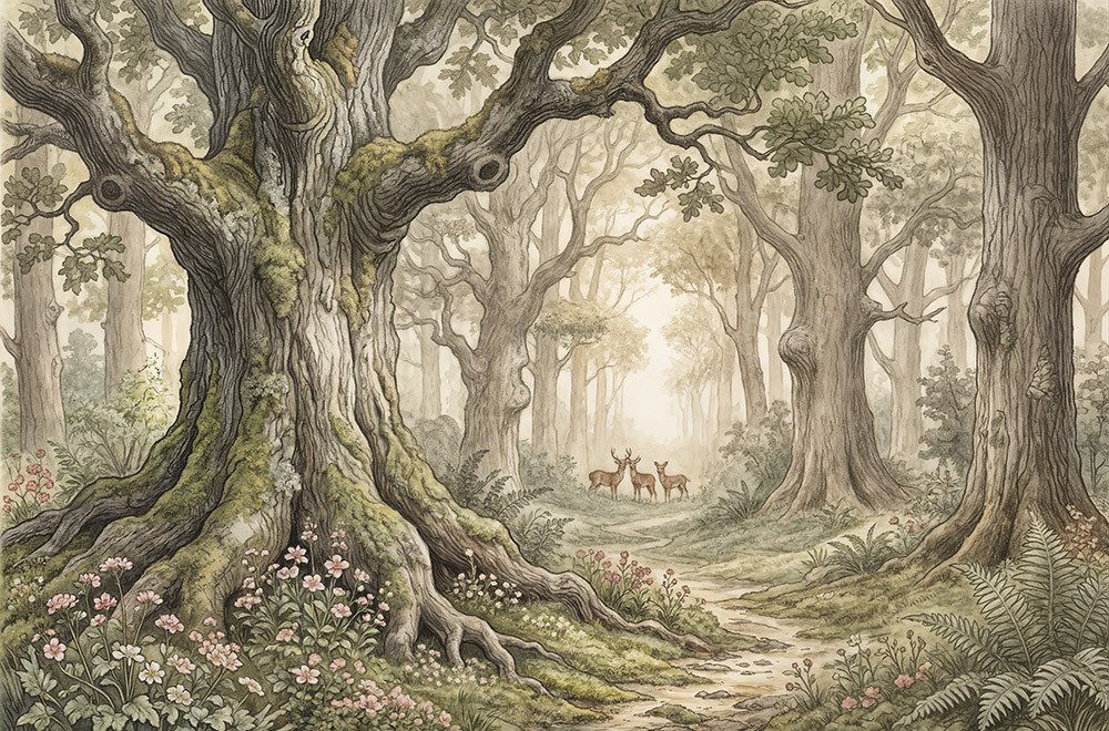 Fototapeta Stary las i jelonki